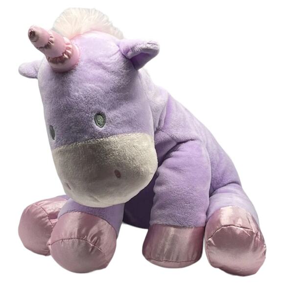 Kellytoy Pink Purple Plush Stuffed Satin Feet Unicorn Baby Security 12” - Picture 1 of 8
